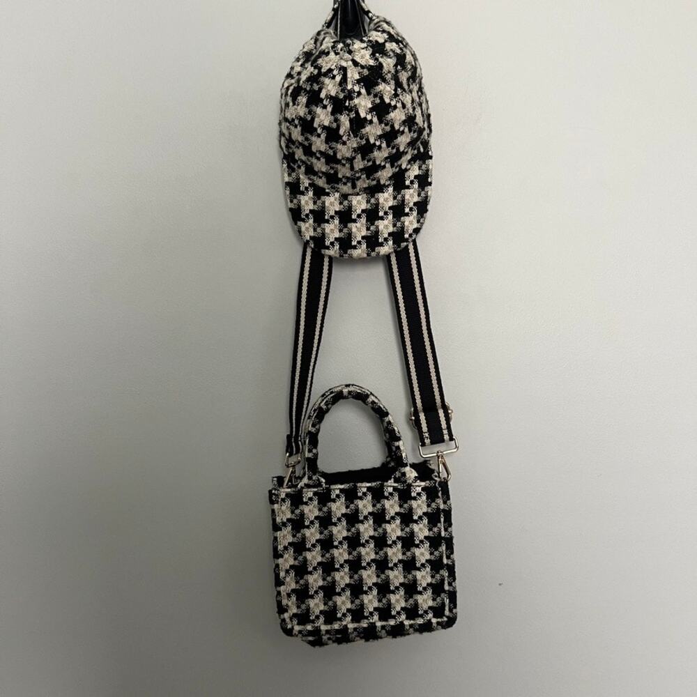 H&M Houndstooth Crossbody Handbag and Adjustable Baseball Cap Set